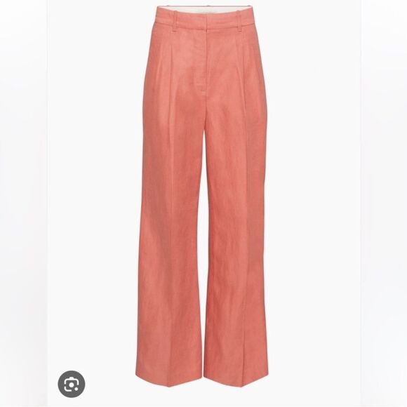 Aritzia Wilfred Effortless Linen Wide Leg Pant Warm Sienna Red- Size 0 - Picture 3 of 12